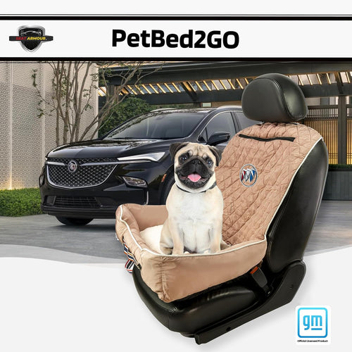 Seat Armour Buick PetBed2GO Dog Car Seat Cover – 2-in-1 Pet Bed & Car Seat Protector – Full Protection Pet Car Seat, 26x20x6 in, 3.5 lbs, Tan