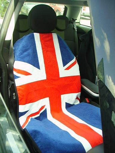 Seat Armor Seat Cover – Union Jack - Red White Blue Flag, White