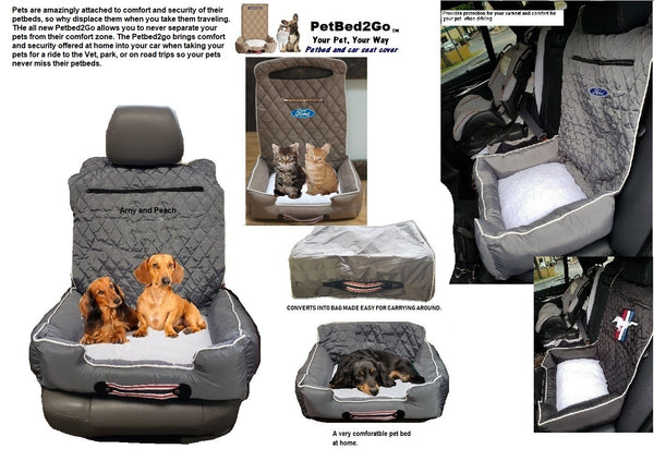 Pet Bed 2 Go - Home & Auto w/Embroidered Tennis Logo - Tan with Black Trim  - Clarke Sports